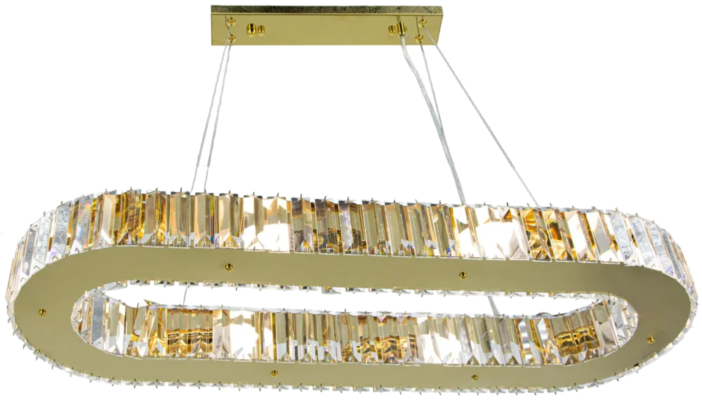 Lampa wisząca owalna złota szklana 80cm 6350/8 - Lampy Elem Ekspresowa dostawa
